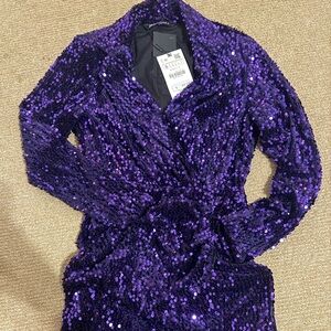 Zara Shimmering Violet Sequin Jacket